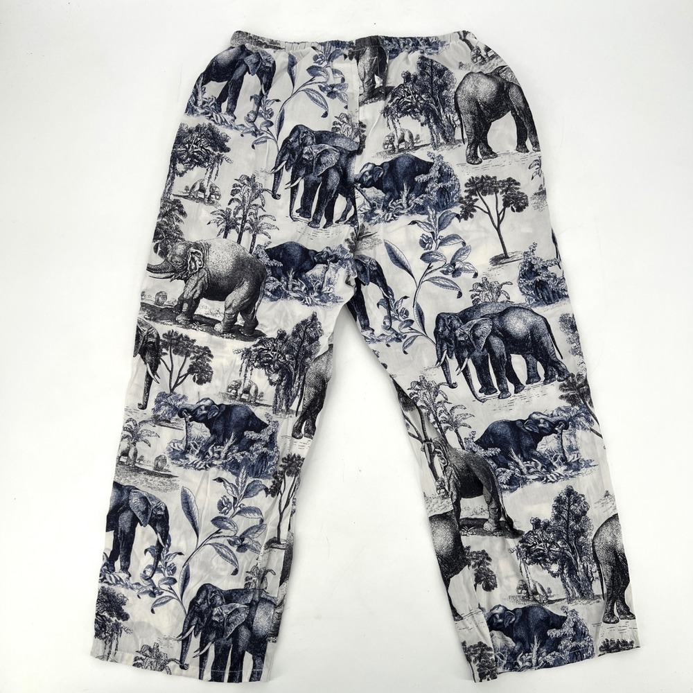 The Cat's Pajamas Safari Toile Luxe Pima Cotton Capri Pajama Set Size S Elephant - Picture 8 of 13